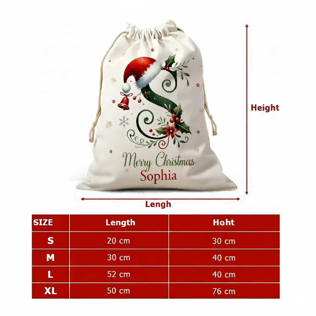 ๐ Personalized Christmas Gift Bag โ Custom Initial & Name