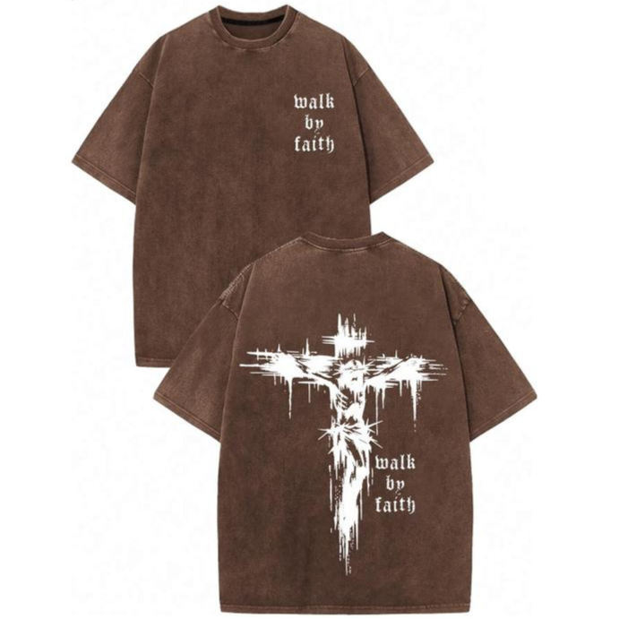 Cross Graphic Faith Over Fear Message Christian Grunge Style T-Shirt/Sweatshirt/Hoodie