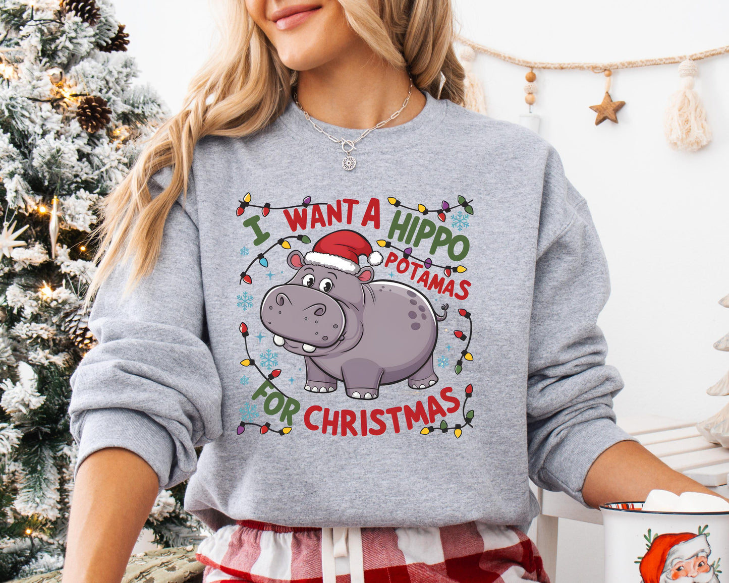 Cute A Hippopotamus For Christmas T-Shirt / Sweatshirt