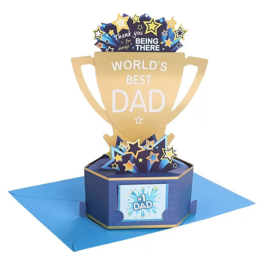💌 3D Pop Up "World's Best Dad" Trophy Father's Day Card With Envelope