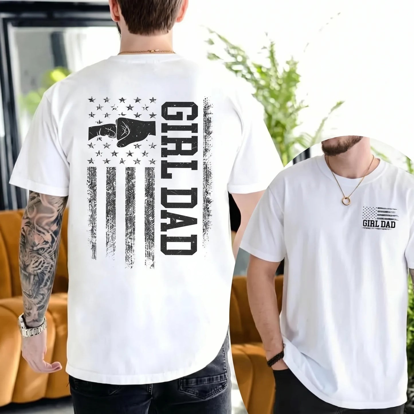 Girl Dad American Flag Graphic Proud Father T-Shirt / Sweatshirt / Hoodie