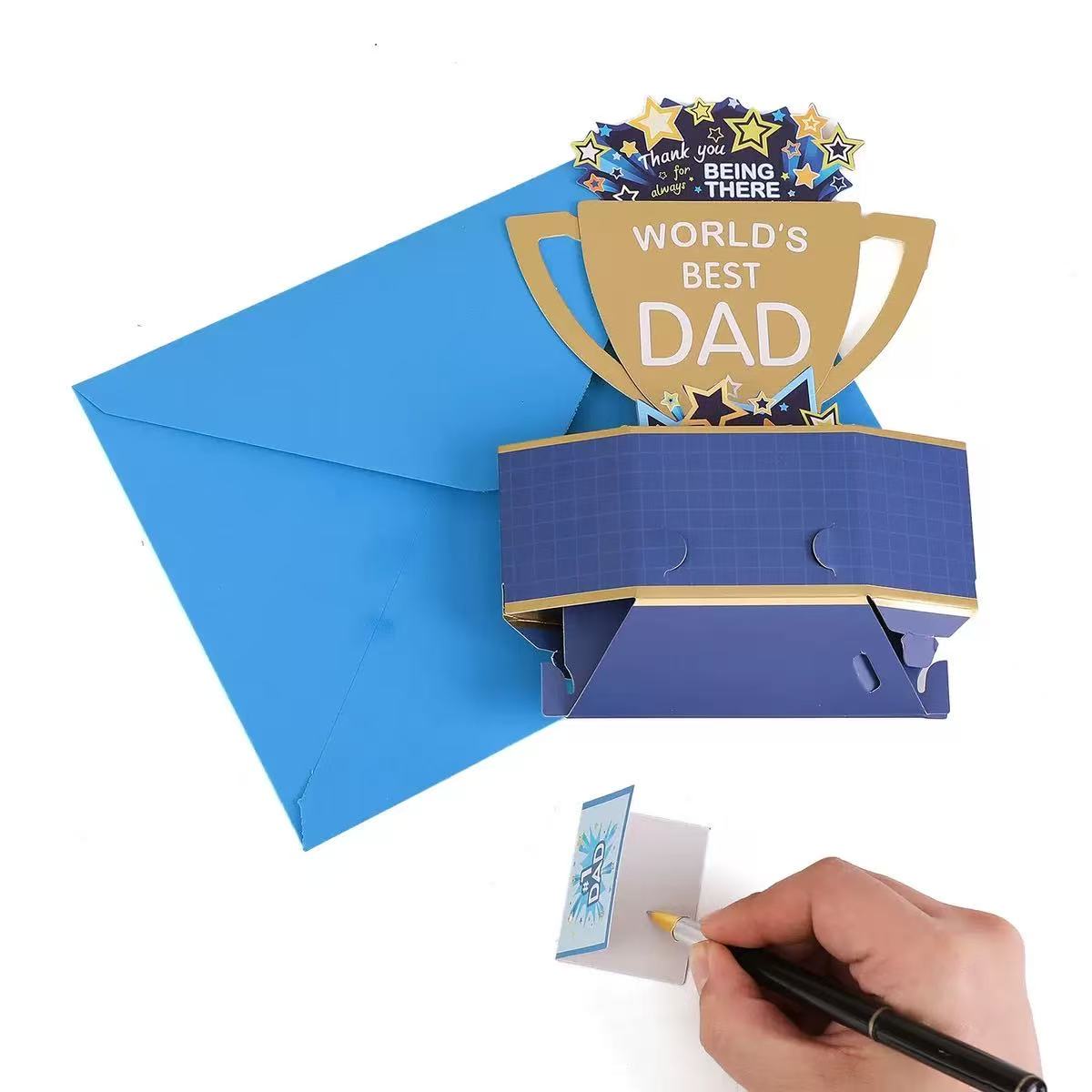 💌 3D Pop Up "World's Best Dad" Trophy Father's Day Card With Envelope