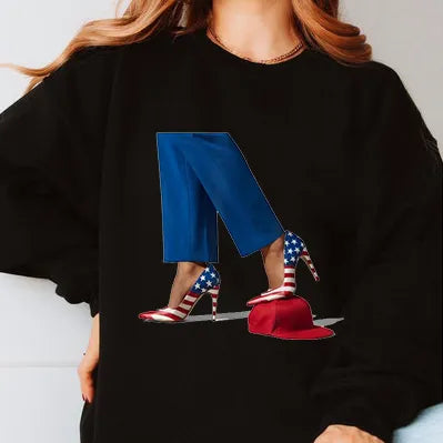 Kamala Harris With High Heels Stepping On Red Hat T-Shirt/Sweatshirt/Hoodie