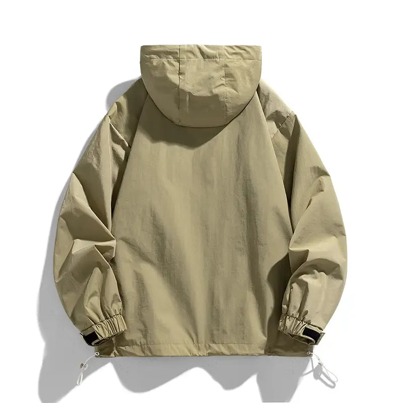 Unisex Oversized Half-Zip Hooded Windbreaker Jacket