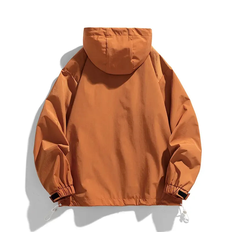Unisex Oversized Half-Zip Hooded Windbreaker Jacket