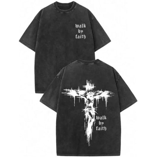 Cross Graphic Faith Over Fear Message Christian Grunge Style T-Shirt/Sweatshirt/Hoodie