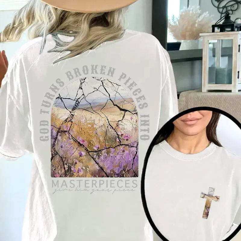God Turns Broken Pieces Into Masterpieces Christian Motivational Graphic T-Shirt/Sweatshirt/Hoodie